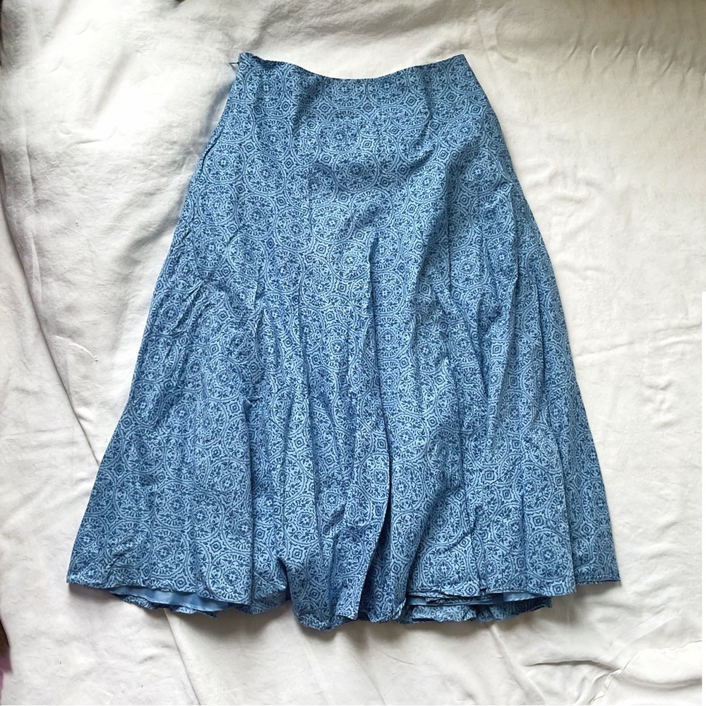 Charter Club Blue Geometric Floral A-Line Skirt Size US 10